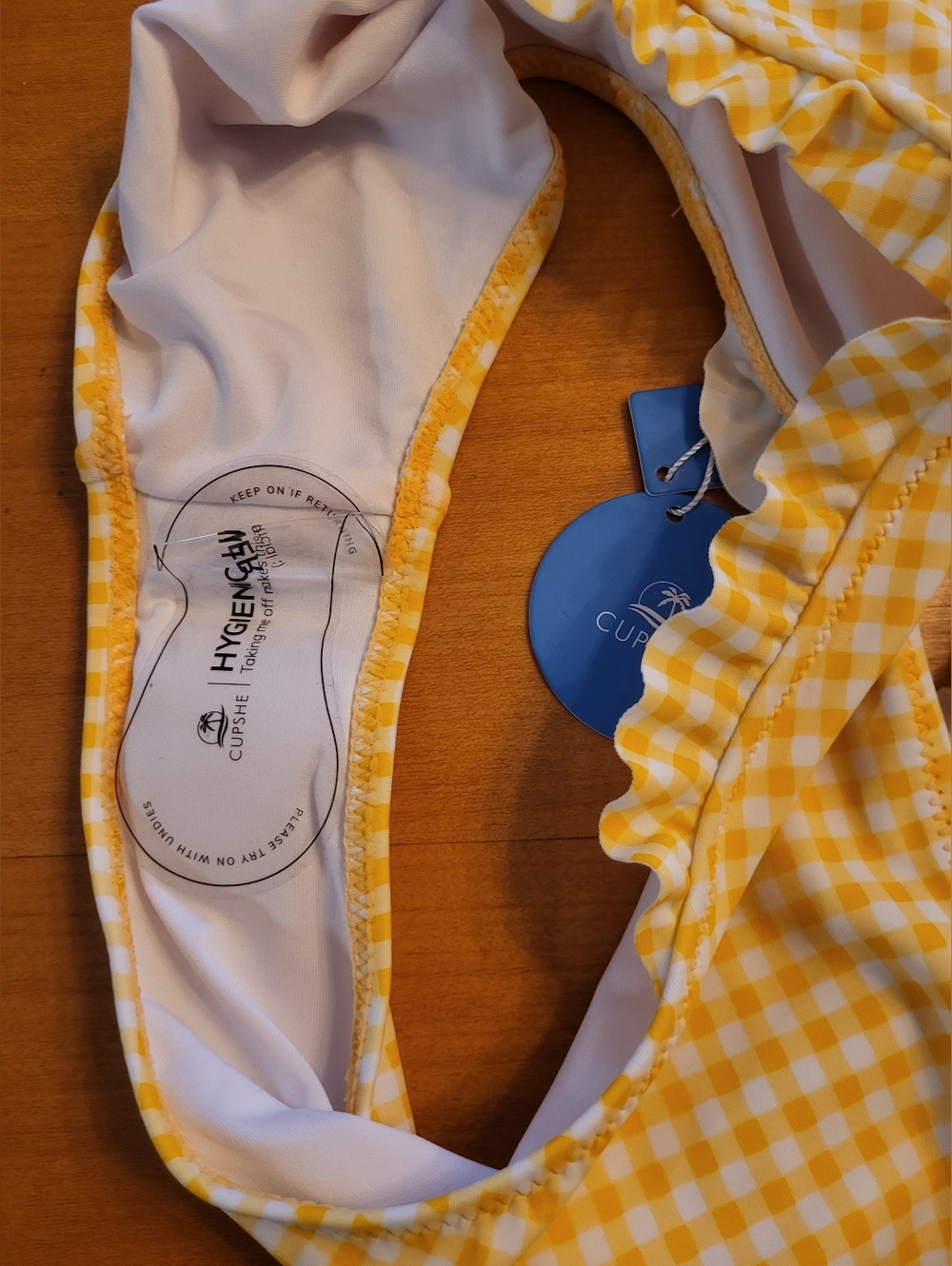CUPSHE Yellow Gingham Ruffle Bikini Set L - Picture 7 of 11